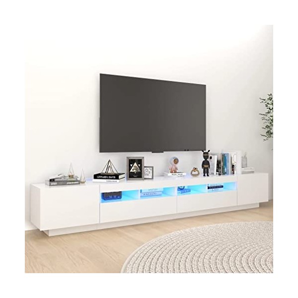Canditree Meuble TV Moderne avec Lumières LED Banc TV Support de Télévision avec Espace de Rangement 260 cm Gris béton 