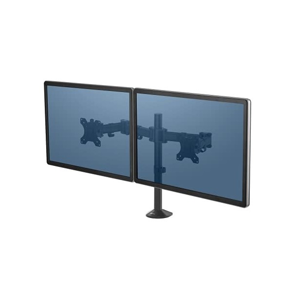 Fellowes Bras Porte Écran Reflex Double pour 2 Écrans Jusquà 27" Hauteur Et Profondeur Ajustables Norme VESA