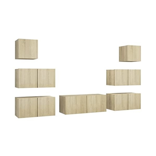 vidaXL Ensemble de Meubles TV 7 pcs Centres de Divertissement Armoires Multimédia Meubles de Salle de Séjour Intérieur Chêne 