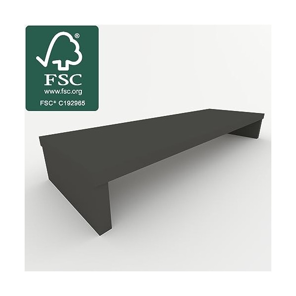 Henor Support élévateur TV en Bois FSC® 110 x 35 x 15 cm Graphite. Supporte 60 kg.