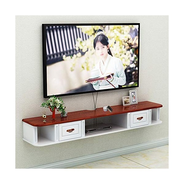 ZY-XSP Meuble TV mural, étagère de rangement suspendue pour salon chambre à coucher avec tiroirs, pour routeur DVD, télécomma