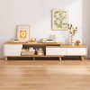 WOLWES Télescopique Meuble TV Meuble Tele avec Tiroirs Meuble Television Table TV Salon, Pieds en Bois Massif, pour Le Salon,