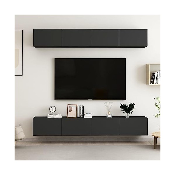 Meuble TV,Banc TV,Meuble TV Suspendu,Étagère TV Flottante, Support de Télévision Flottant Fixé au Mur Centre de Console Multi