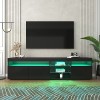 KecDuey Meuble TV moderne de 180 cm - Panneau clair - Éclairage LED variable - Pour salon et salle à manger - 180 cm noir, 1