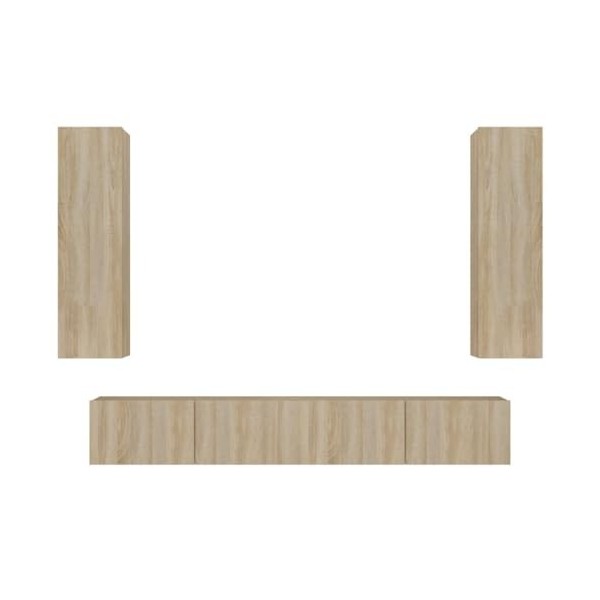 vidaXL Ensemble de Meubles TV 4 pcs Centres de Divertissement Armoires Multimédia Meubles de Salle de Séjour Intérieur Gris B