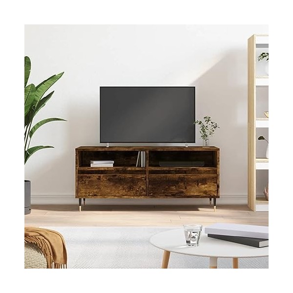 Meuble TV de jardin en chêne fumé 100 x 34,5 x 44,5 cm