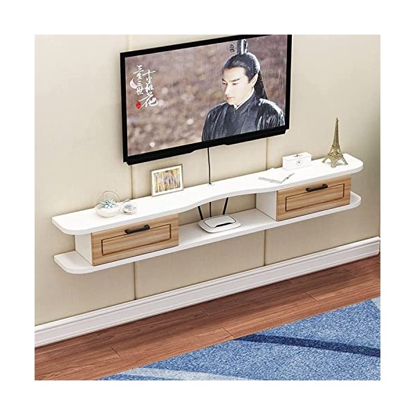 Uvency Meuble Tv Mural Console Multimédia Tv Murale, Étagère Flottante Pour Composants de Meuble Tv, Étagère de Rangement Mul