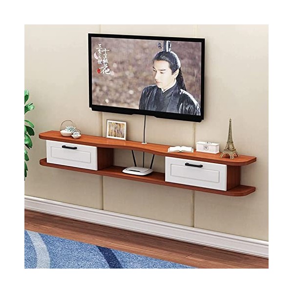 Uvency Meuble Tv Mural Console Multimédia Tv Murale, Étagère Flottante Pour Composants de Meuble Tv, Étagère de Rangement Mul