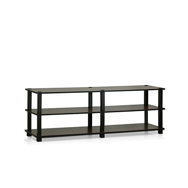 Furinno Supports de Téléviseur sans Outils, Bois, Cerisier Foncé/Noir, Taille Unique, dense, Dark Cherry et Black, One Size