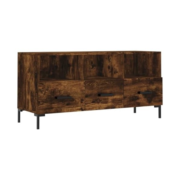 Meuble TV Chêne fumé 102x36x50 cm Bois dingénierie