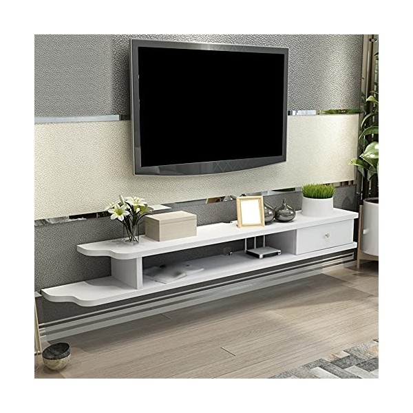 SORVA Meuble TV Flottant, Meuble TV avec tiroir, étagère Murale avec Porte à charnière, Convient pour Ranger Les routeurs, le