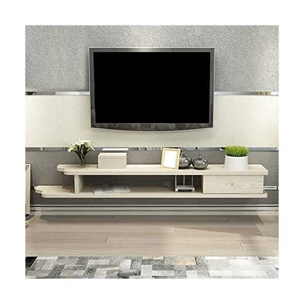 SORVA Meuble TV Flottant, Meuble TV avec tiroir, étagère Murale avec Porte à charnière, Convient pour Ranger Les routeurs, le