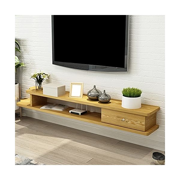 SORVA Meuble TV Flottant, Meuble TV avec tiroir, étagère Murale avec Porte à charnière, Convient pour Ranger Les routeurs, le