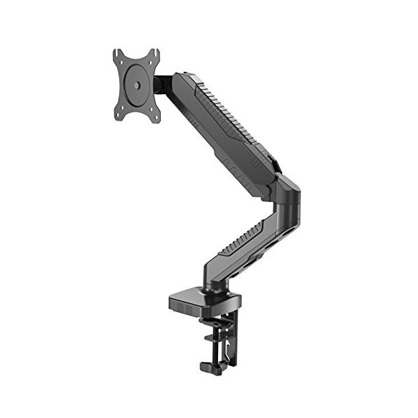 HFTEK - Support de Bureau pour 2 écran pc LCD LED de 15"-27" - VESA de 75 x 75 / 100 x 100, C Clamp Équipé, Ressort à Gaz, Er