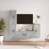 ZEYUAN Ensemble de Meubles TV 4 pcs Gris béton Bois dingénierie,Table Television Salon,Meuble Télé Haut,Meuble TV Haut
