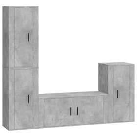 ZEYUAN Ensemble de Meubles TV 4 pcs Gris béton Bois dingénierie,Table Television Salon,Meuble Télé Haut,Meuble TV Haut