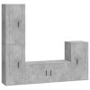 ZEYUAN Ensemble de Meubles TV 4 pcs Gris béton Bois dingénierie,Table Television Salon,Meuble Télé Haut,Meuble TV Haut
