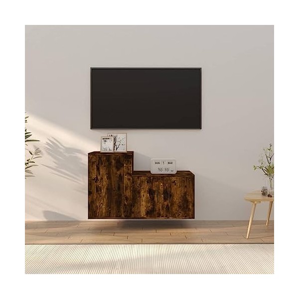 MATTUI Home Hardware Businese Meuble TV 2 pièces en chêne fumé