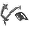 HFTEK - Support de Bureau pour 2 écran pc LCD LED de 15"-27" - VESA de 75 x 75 / 100 x 100, C Clamp Équipé, Ressort à Gaz, Er