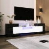 Sweiko Meuble TV, bas avec éclairage LED, commode avec beaucoup despace de rangement, meuble de salon de forme unique avec s