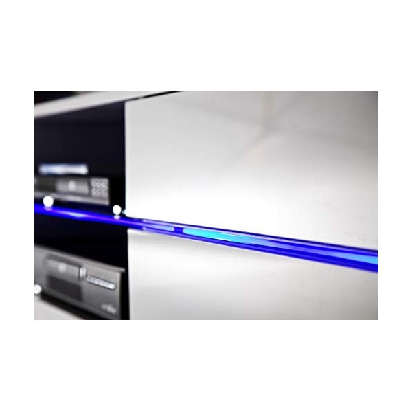 Robas Lund Lowboard Blanc Brillant Meuble TV avec Eclairage LED variable en coloris