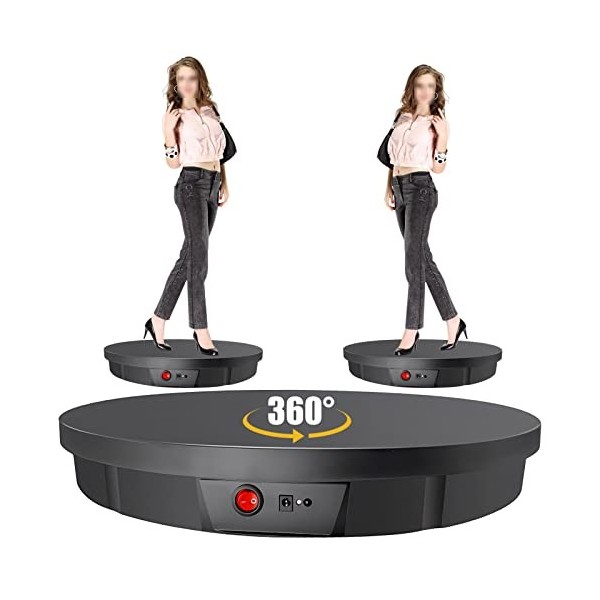 Support décran rotatif électrique, support de plateau tournant avec 5 cartes darrière-plan de couleur pour les produits de 