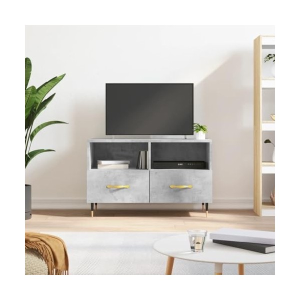 RAUGAJ Centres de divertissement et meubles TV - Meuble TV - Gris béton - 80 x 36 x 50 cm - Bois dingénierie