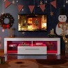 GGMWDSN Meuble TV, Meuble TV en Blanc Brillant avec éClairage LED, Meuble TV de Haute Qualité avec Beaucoup dEspace de Range