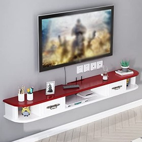 MABIBI Armoire TV murale flottante - Meuble TV mural - Support décodeur - Armoire murale à suspendre pour chambre à coucher -