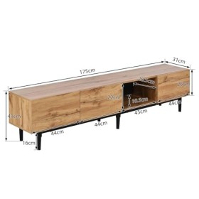 JOROBURO Meuble TV moderne avec grain de bois, console TV avec lumières LED et meuble de rangement, support multimédia multif
