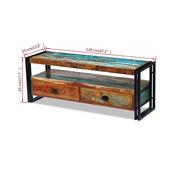 Ksodgun Meuble TV en Bois de récupération Massif Armoire TV Meuble pour Télévision