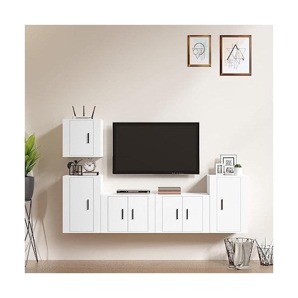 VEEKI Meuble TV, Meuble TV Suspendu, Meuble TV Industriel, Meuble TV Bois, Meuble Chambre, Convient pour Salon ou Chambre, En