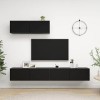 lvssiao Meuble TV pour salon, meuble TV 3 pièces en aggloméré noir très résistant module TV pour chambre à coucher salon