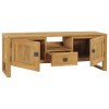 finlon Meuble TV en Teck Massif : Meuble TV Console multimédia en Bois de Teck 122x45 cm |Centre de Divertissement en Bois Ma