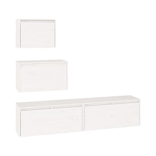 Générique Meubles TV 4 pcs Blanc Bois Massif de pin,27.88 KG,3100145, Meubles, Meubles TV