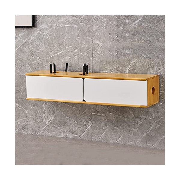 JUNNIU Meuble TV Mural Étagère TV Flottante, Meuble TV Flottant Couleur Bois Blanc Meuble De Rangement Meuble TV pour Salon T
