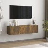 FIRBNUS Meuble TV Mural Chêne Fumé 120x30x30 cm Bois dingénierie Meuble HiFi Design Elégant Meuble de Télévision Grand Espac