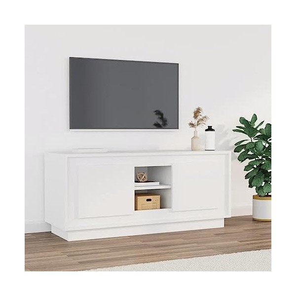 Meuble TV de jardin en bois dingénierie Blanc 102 x 35 x 45 cm