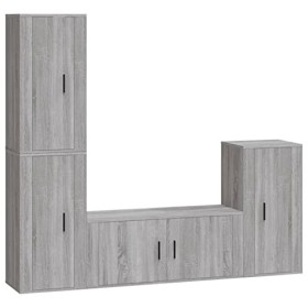 ZEYUAN Ensemble de Meubles TV 4 pcs Sonoma Gris Bois dingénierie,Meuble Bas Salon,Meubles De Salon TV,Meuble TV Longueur