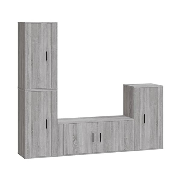 ZEYUAN Ensemble de Meubles TV 4 pcs Sonoma Gris Bois dingénierie,Meuble Bas Salon,Meubles De Salon TV,Meuble TV Longueur