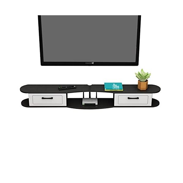 FPIGSHS Meuble TV Suspendu Bois,Meuble TV Mural,Console Multimédia Murale,Étagère Meuble de Télévision Mural,Étagères de Déco