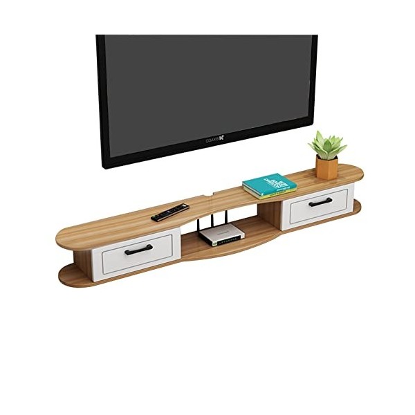 FPIGSHS Meuble TV Suspendu Bois,Meuble TV Mural,Console Multimédia Murale,Étagère Meuble de Télévision Mural,Étagères de Déco