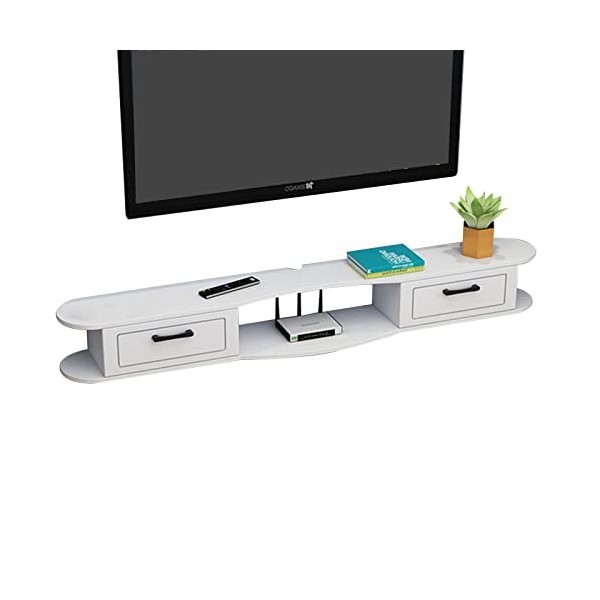 FPIGSHS Meuble TV Suspendu Bois,Meuble TV Mural,Console Multimédia Murale,Étagère Meuble de Télévision Mural,Étagères de Déco