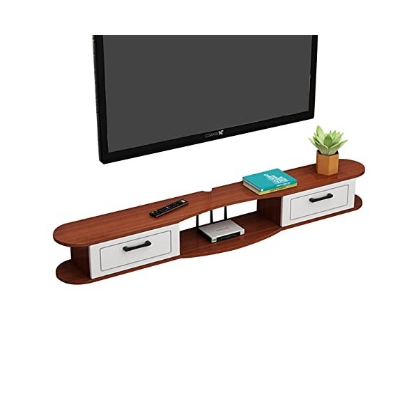 FPIGSHS Meuble TV Suspendu Bois,Meuble TV Mural,Console Multimédia Murale,Étagère Meuble de Télévision Mural,Étagères de Déco