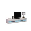 Vigo New Meuble TV Bas, 180 cm, Tables, Meuble TV, Armoire Suspendue, Haute Brillance sans éclairage, Noir/Noir Brillant 