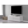 Dmora Meuble TV de salon, Made in Italy, Meuble TV avec 1 porte et 2 tiroirs, 110x40h35 cm, couleur blanc brillant