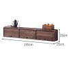 Banc TV Flottant, Meuble TV Armoire Murale Lowboard en Bois Massif avec 3 Compartiments de Rangement, Meuble TV Suspendu Pour