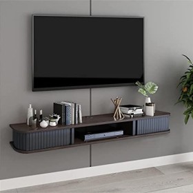 MABIBI Meuble TV mural flottant pour console multimédia avec 2 tiroirs - 100 cm