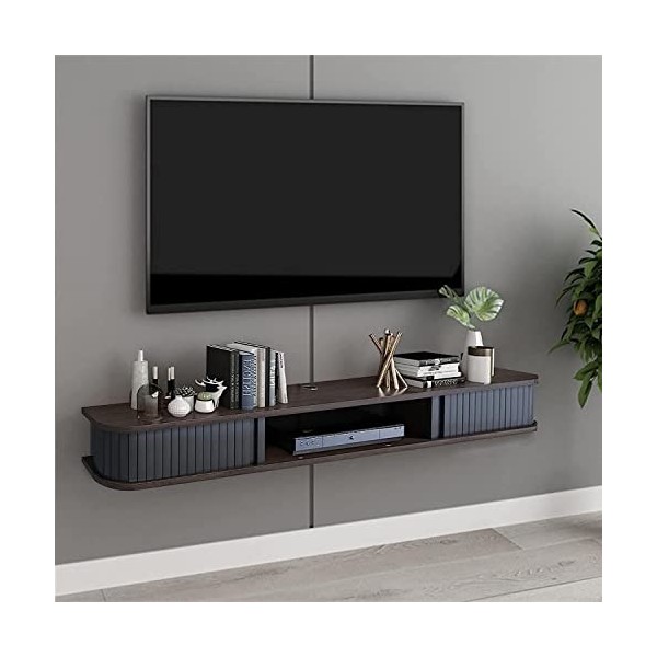 MABIBI Meuble TV mural flottant pour console multimédia avec 2 tiroirs - 100 cm