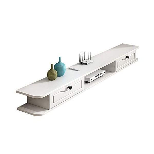 Meuble TV Mural àéTagèRe Flottante, Support DAffichage Multifonction Pour Console de Jeu DéCodeur, éTagèRe Murale de Fond de